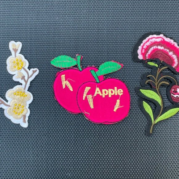 Iron On Patches Lot of 3 Patches Flower and Apple Embroidery Patches for Craft - Picture 10 of 10